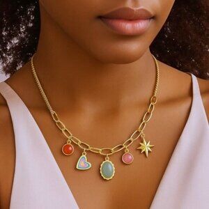 🆕️Stunning Summer Charm Necklace | Boho Vintage Gold Plated with Vibrant Colors